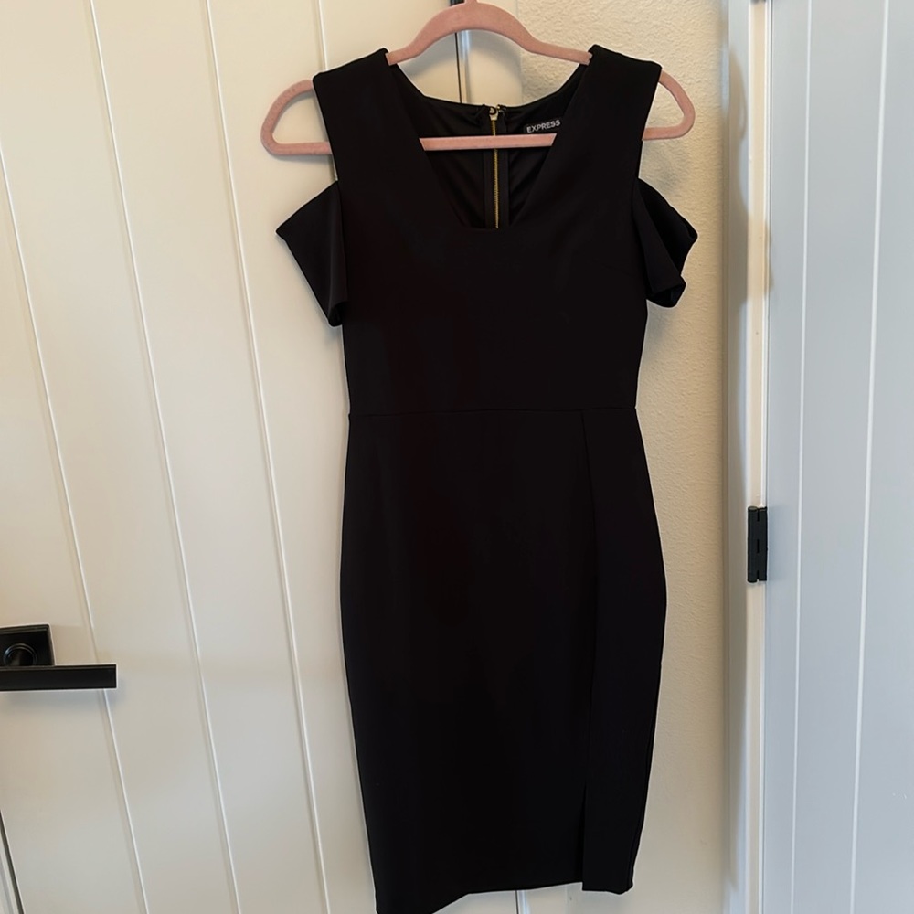 NWOT Express Office Boss Babe Black Midi Dress size 2